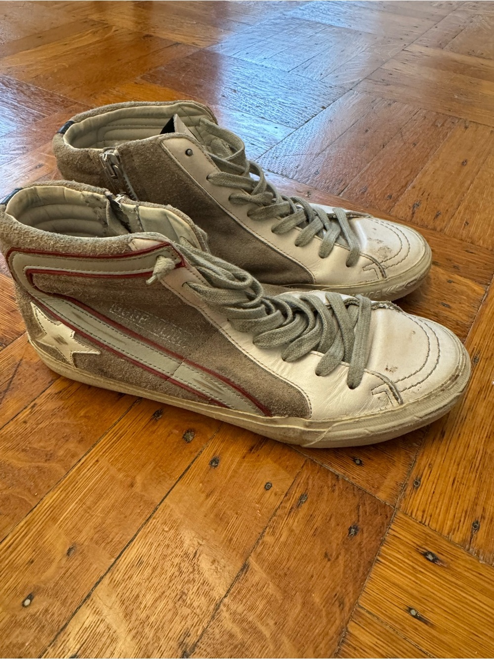 Golden Goode distressed hi high top sneakers